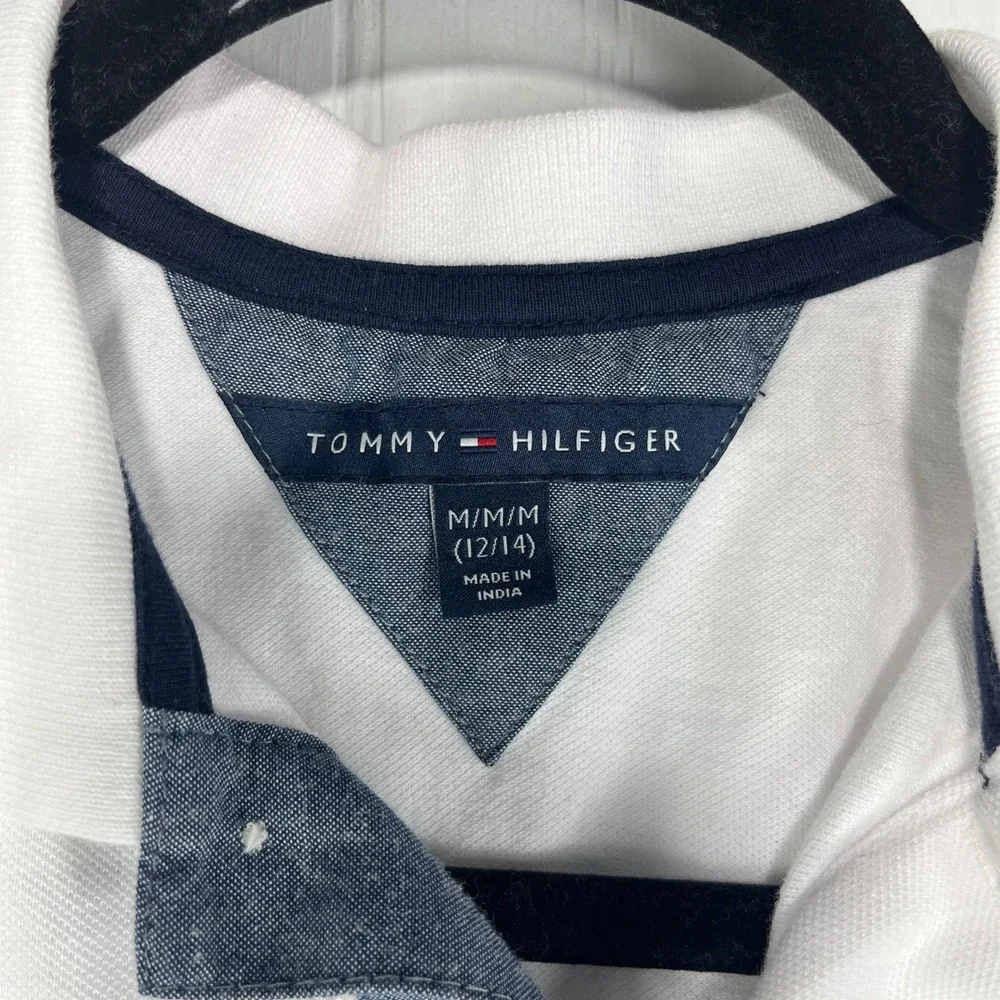 Tommy Hilfiger Polo Shirt‎ Logo Short Sleeve White Casual Top Size M